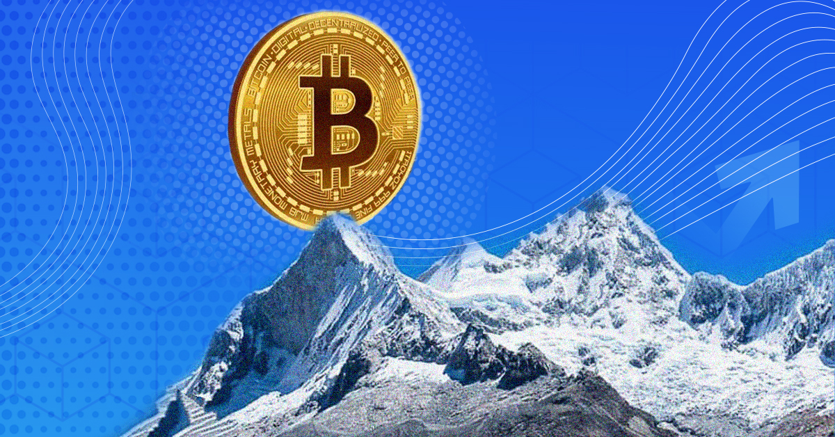 Bitcoin en cima de montaña