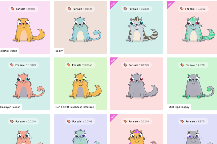 distintos gatos virtuales de cryptokitties