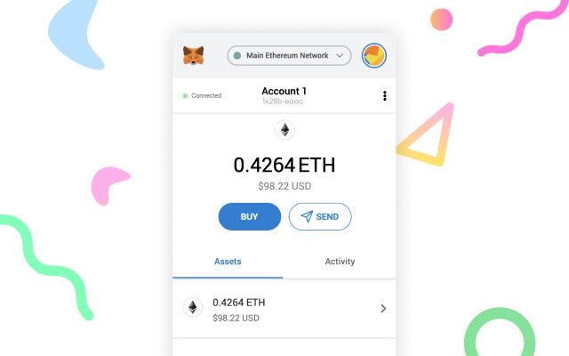 Interfaz de Wallet Metamask con ETH