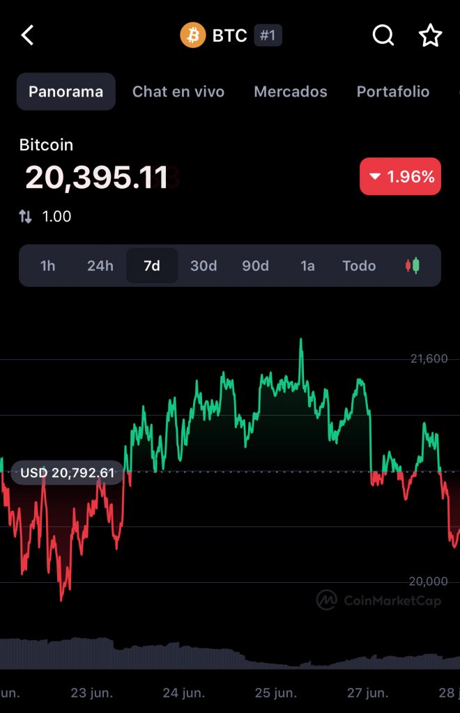 precio bitcoin 28 de junio 2022 por coinmarketcap