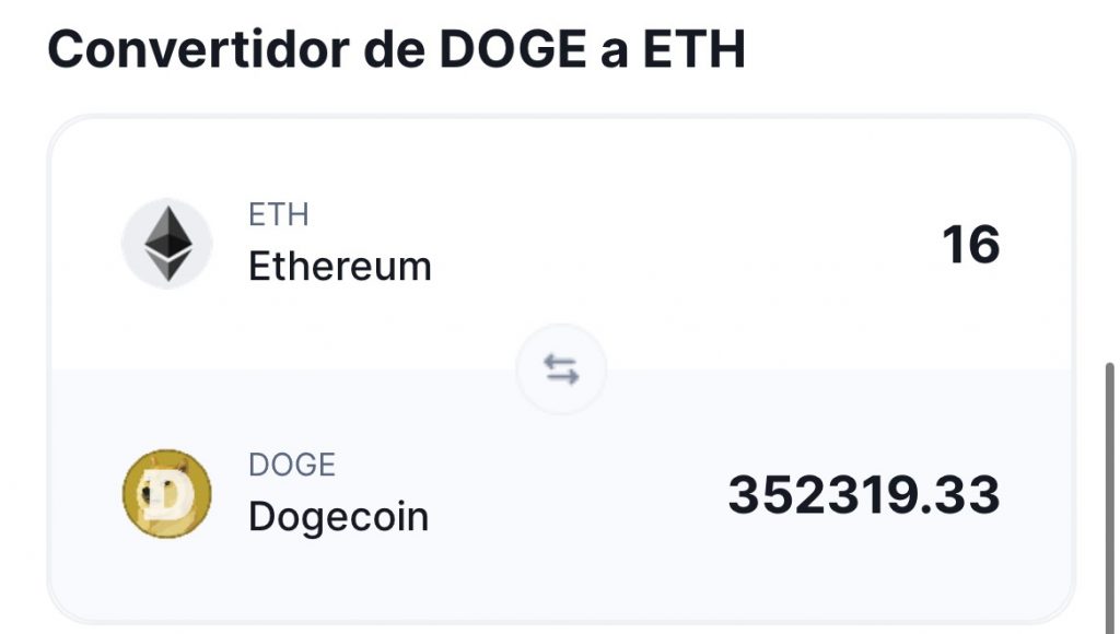 Calculadora eth a doge